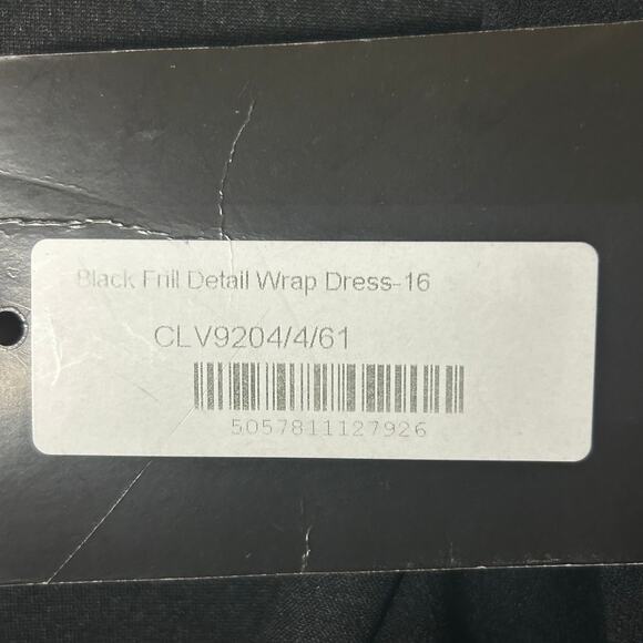 New PrettyLittleThing Black Frill‎ Wrap Ruffle Dress Short Sleeve Twelve - Picture 8 of 9